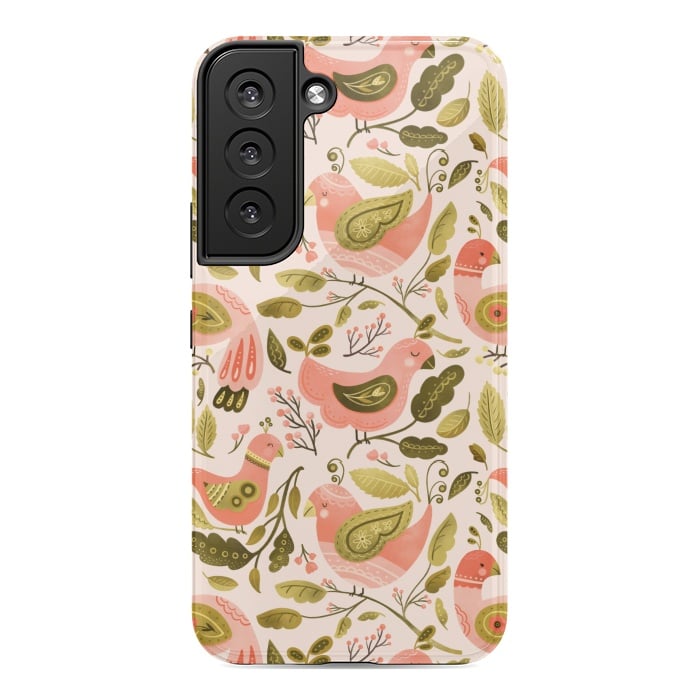 Galaxy S22 StrongFit Peachy Keen Birds by Noonday Design