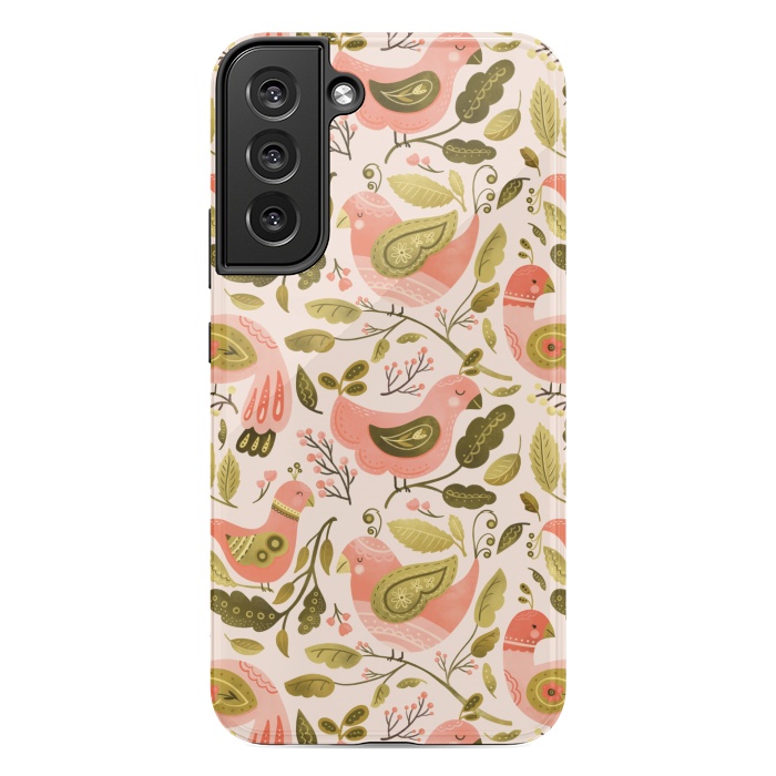 Galaxy S22 plus StrongFit Peachy Keen Birds by Noonday Design