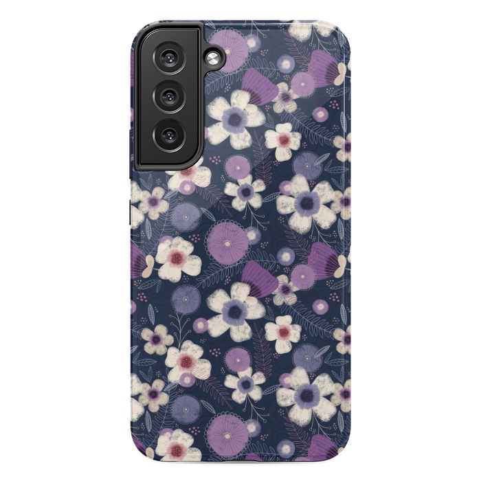 Galaxy S22 plus StrongFit Navy & Purple Floral by Noonday Design