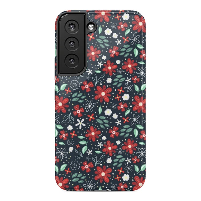 Galaxy S22 StrongFit Little Christmas Flowers by Noonday Design