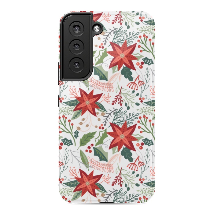 Galaxy S22 StrongFit Festive Poinsettias by Noonday Design