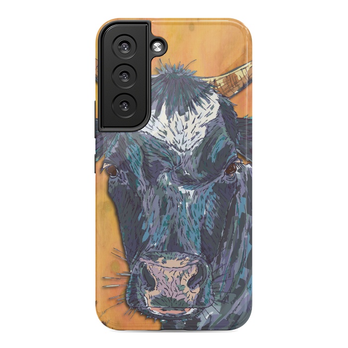 Galaxy S22 StrongFit Cow in Yellow by Lotti Brown