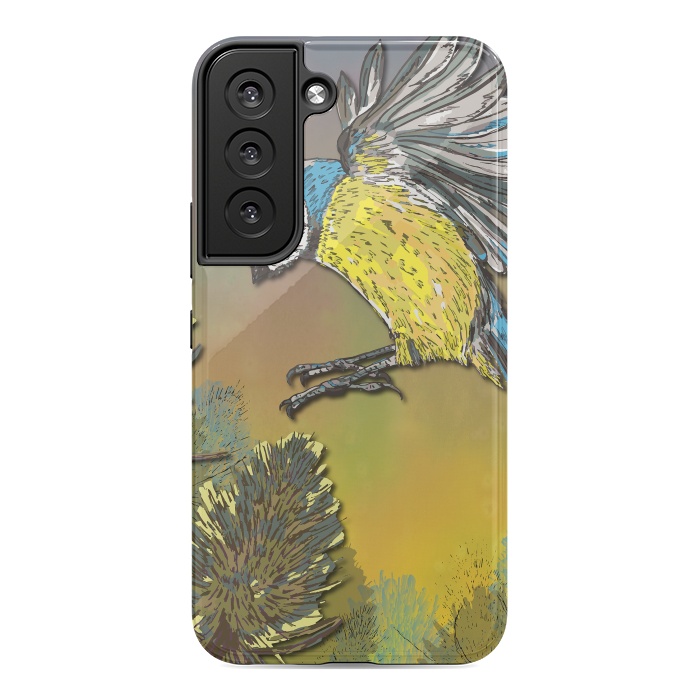 Galaxy S22 StrongFit Blue Tit and Teasels by Lotti Brown