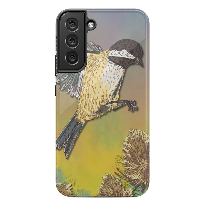 Galaxy S22 plus StrongFit Coal Tit and Teasels by Lotti Brown