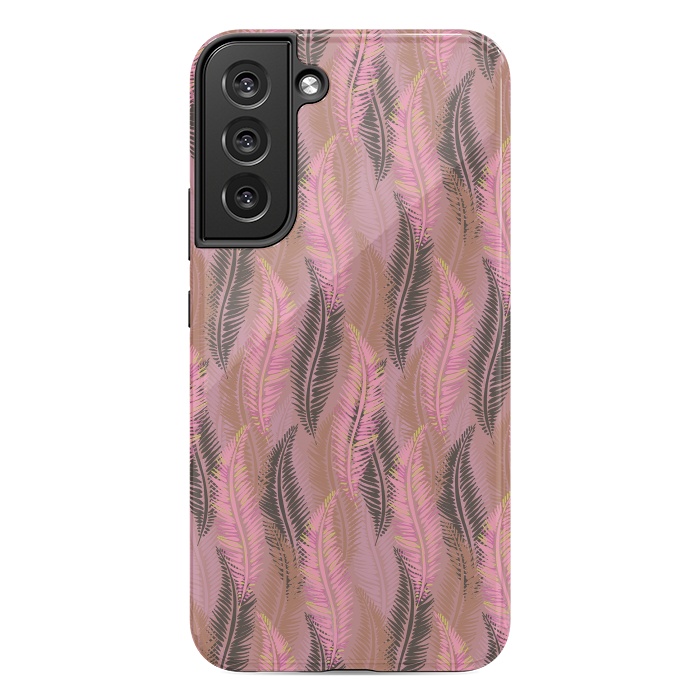 Galaxy S22 plus StrongFit Feather Stripe in Coral and Soft Pink by Lotti Brown
