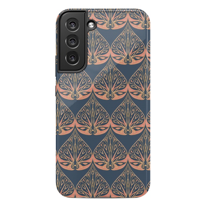 Galaxy S22 plus StrongFit Art Deco - Blue & Coral by Lotti Brown