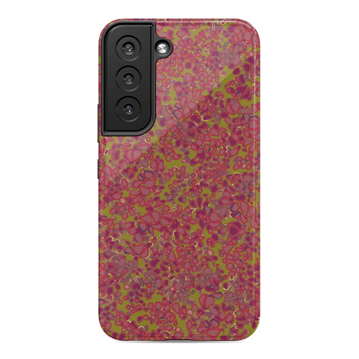 Galaxy S22 StrongFit Tiny Circles - Red & Green by Lotti Brown