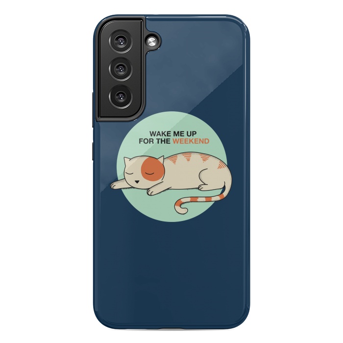 Galaxy S22 plus StrongFit Cat wake me up blue by Coffee Man