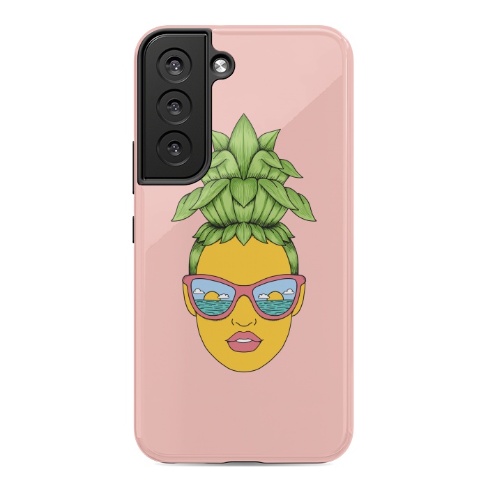 Galaxy S22 StrongFit Pineapple Girl Pink by Coffee Man