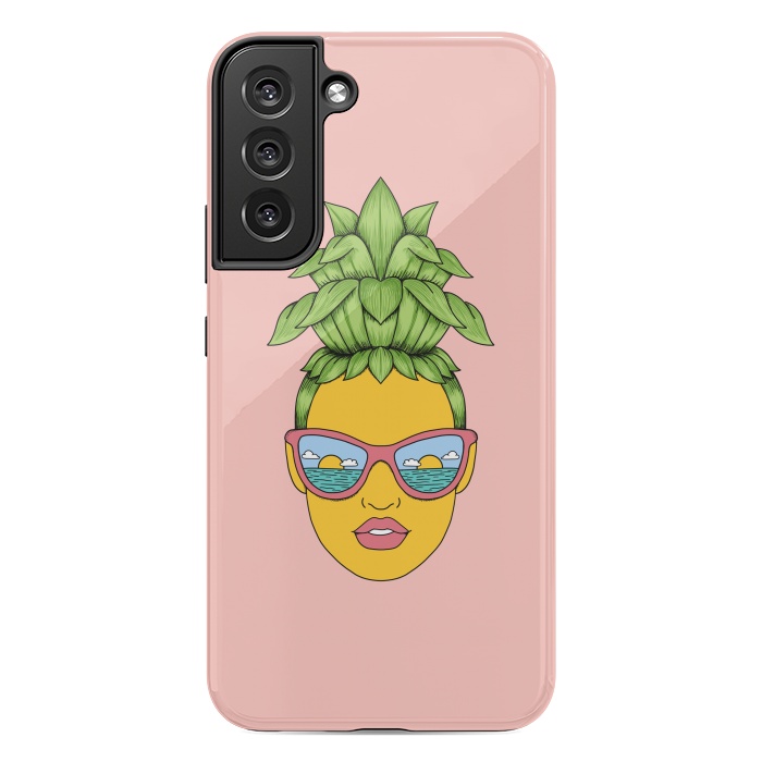 Galaxy S22 plus StrongFit Pineapple Girl Pink by Coffee Man