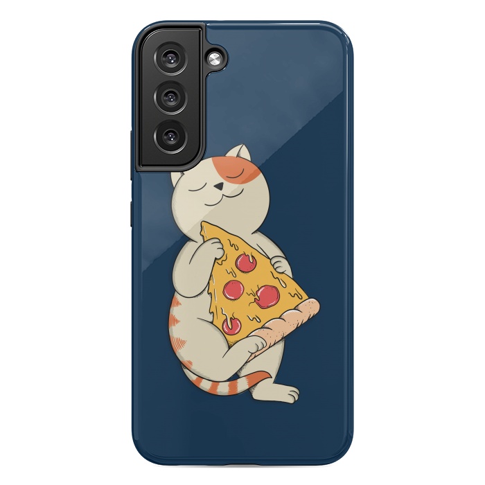 Galaxy S22 plus StrongFit Cat and Pizza Blue by Coffee Man