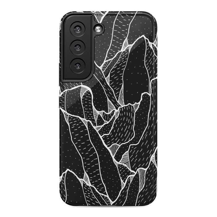 Galaxy S22 StrongFit Black and white pattern hills by Steve Wade (Swade)