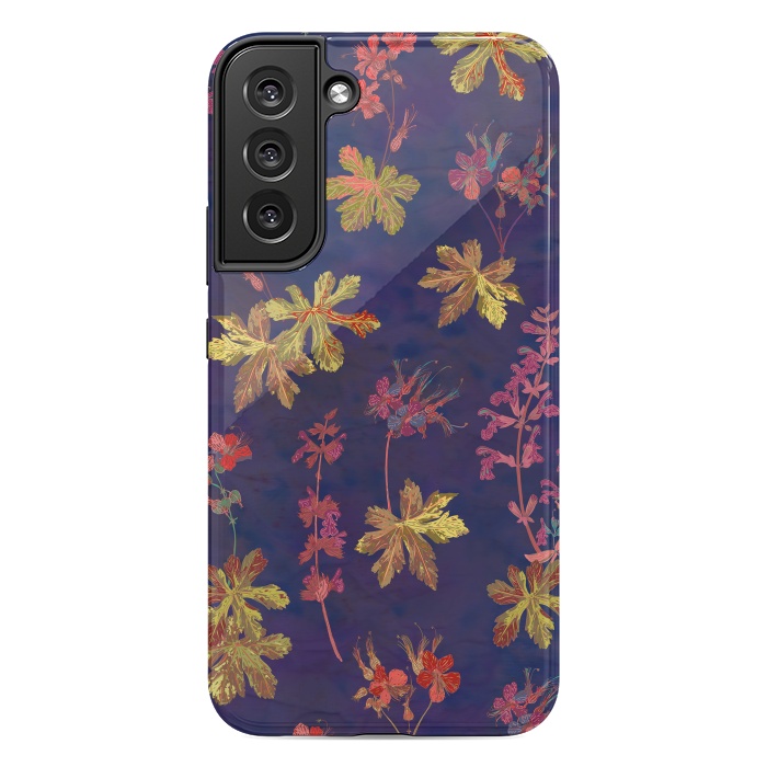 Galaxy S22 plus StrongFit Blue Geraniums by Lotti Brown