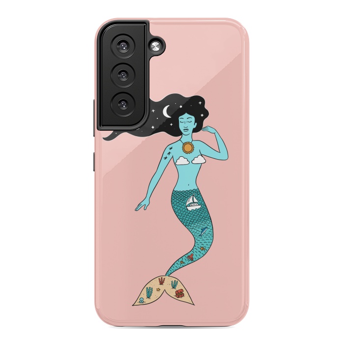 Galaxy S22 StrongFit Mermaid Nature Pink by Coffee Man