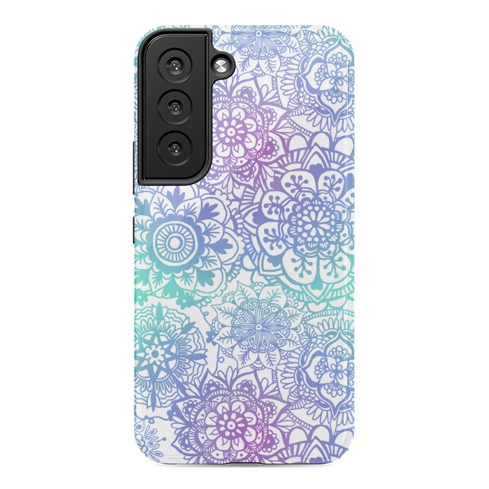 Galaxy S22 StrongFit Pastel Purple and Blue Mandala Pattern by Julie Erin Designs