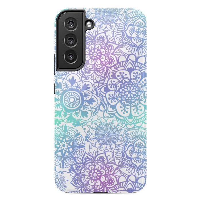 Galaxy S22 plus StrongFit Pastel Purple and Blue Mandala Pattern by Julie Erin Designs