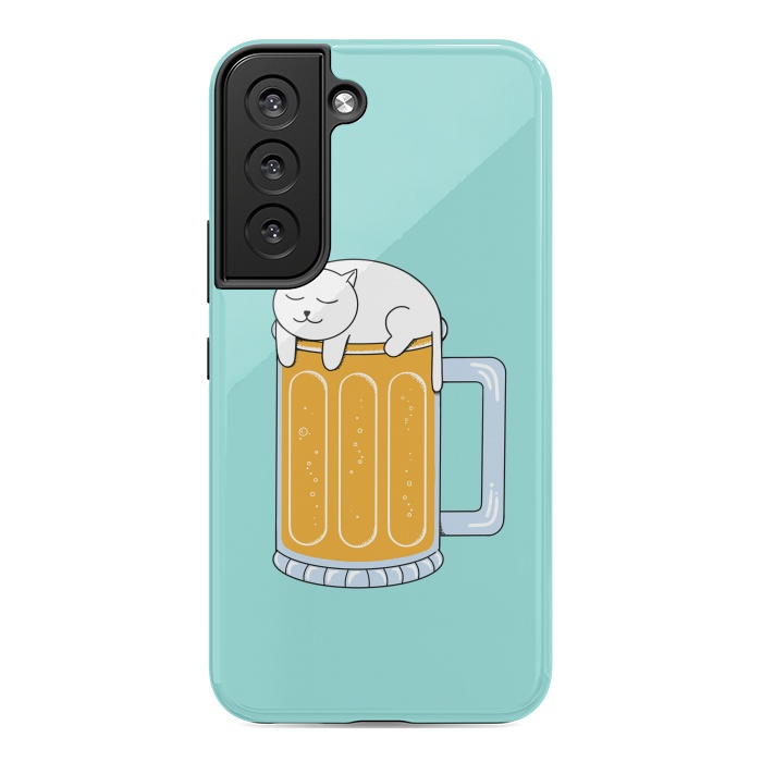 Galaxy S22 StrongFit Cat Beer Green by Coffee Man