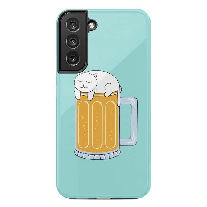 Galaxy S22 plus StrongFit Cat Beer Green by Coffee Man