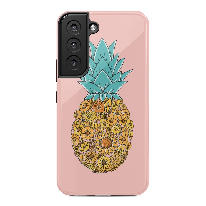 Galaxy S22 StrongFit Pineapple Floral Pink by Coffee Man