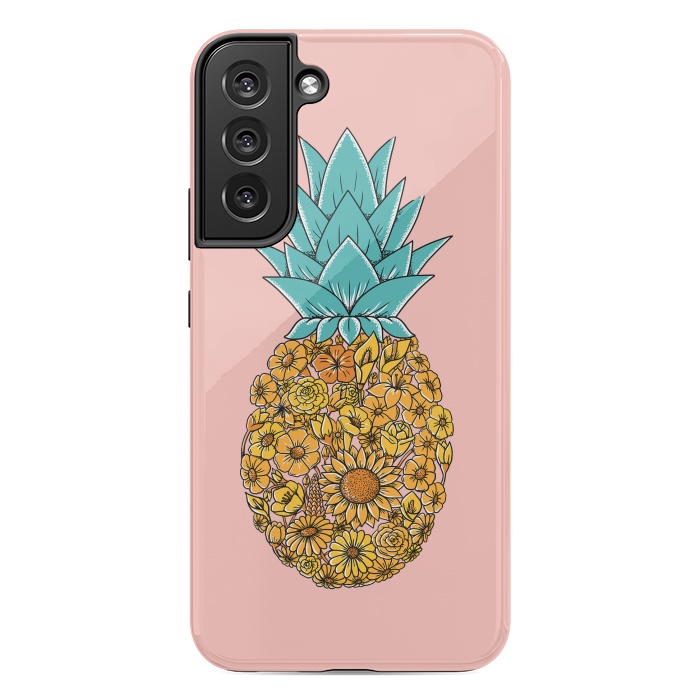 Galaxy S22 plus StrongFit Pineapple Floral Pink by Coffee Man