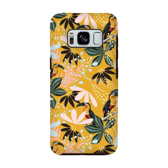 Galaxy S8 StrongFit Tropical Toucan Garden by Uma Prabhakar Gokhale