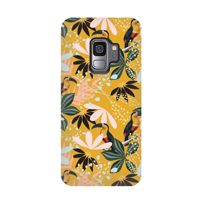 Galaxy S9 StrongFit Tropical Toucan Garden by Uma Prabhakar Gokhale
