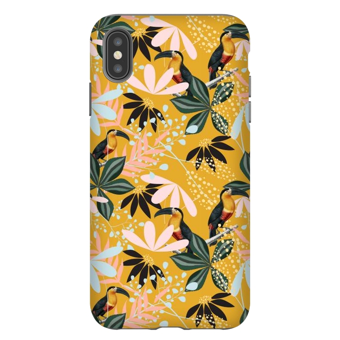 iPhone Xs Max StrongFit Tropical Toucan Garden by Uma Prabhakar Gokhale