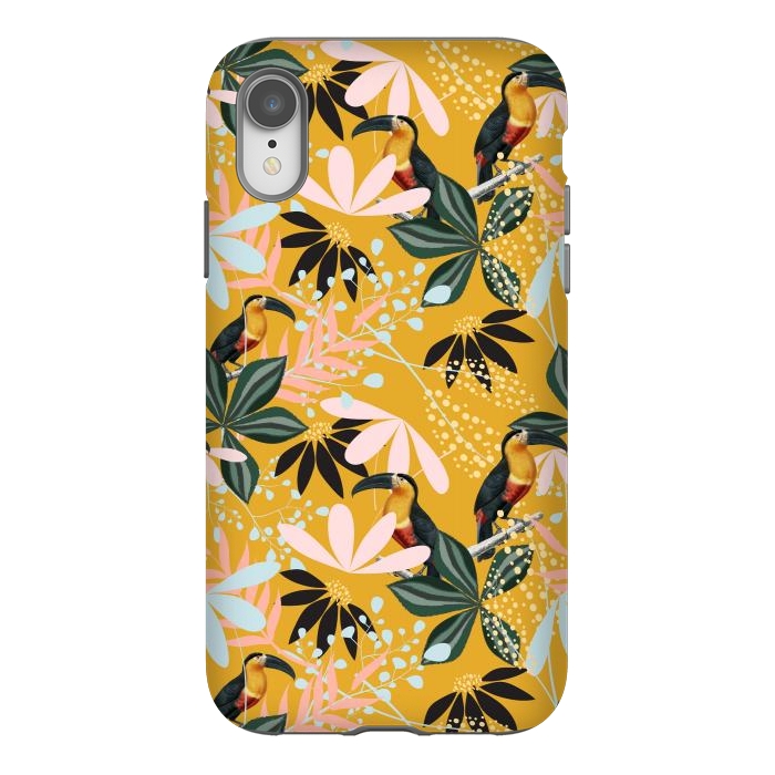 iPhone Xr StrongFit Tropical Toucan Garden by Uma Prabhakar Gokhale