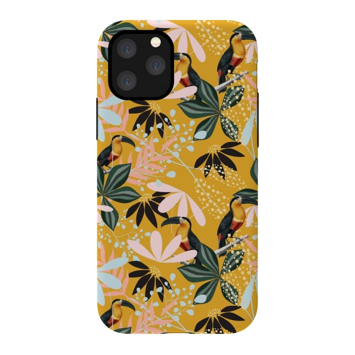iPhone 11 Pro StrongFit Tropical Toucan Garden by Uma Prabhakar Gokhale
