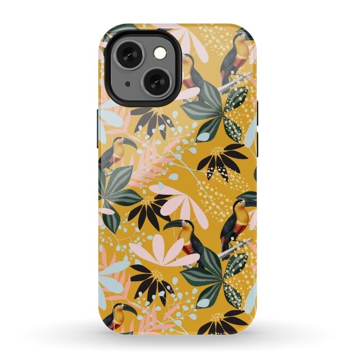 iPhone 12 mini StrongFit Tropical Toucan Garden by Uma Prabhakar Gokhale