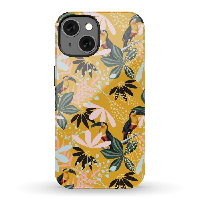 iPhone 13 StrongFit Tropical Toucan Garden by Uma Prabhakar Gokhale
