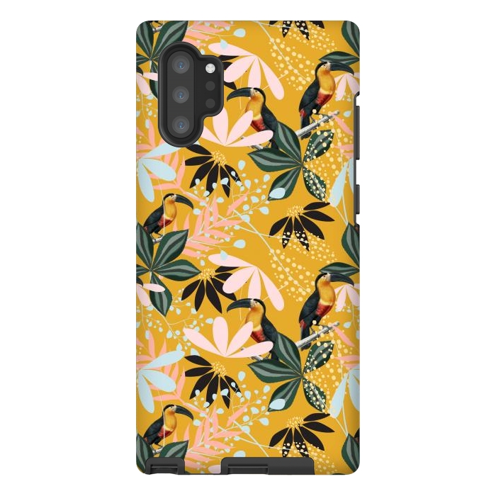 Galaxy Note 10 plus StrongFit Tropical Toucan Garden by Uma Prabhakar Gokhale