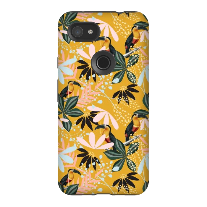 Pixel 3AXL StrongFit Tropical Toucan Garden by Uma Prabhakar Gokhale