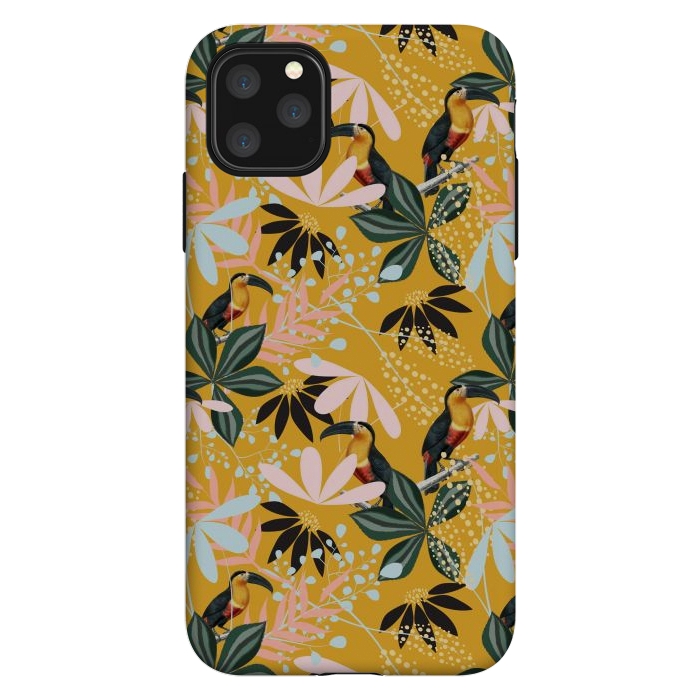 iPhone 11 Pro Max StrongFit Tropical Toucan Garden by Uma Prabhakar Gokhale