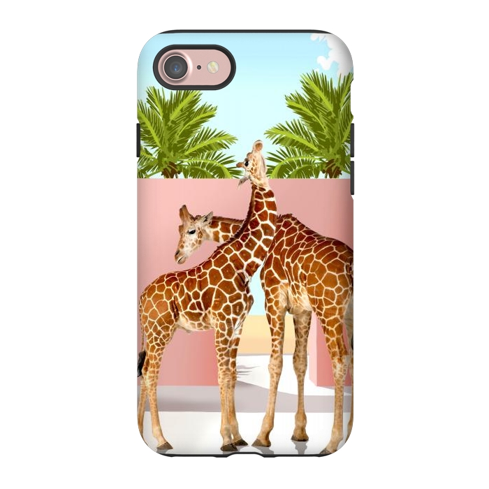 iPhone 7 StrongFit Giraffe Villa | Contemporary Modern Architecture Digital Graphic Art | Wildlife Animals Palm Exotic by Uma Prabhakar Gokhale