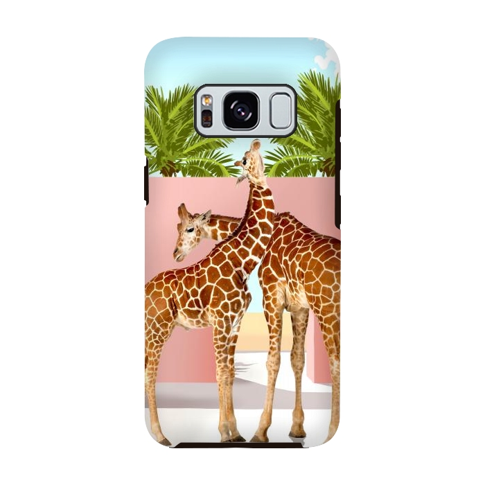 Galaxy S8 StrongFit Giraffe Villa | Contemporary Modern Architecture Digital Graphic Art | Wildlife Animals Palm Exotic by Uma Prabhakar Gokhale
