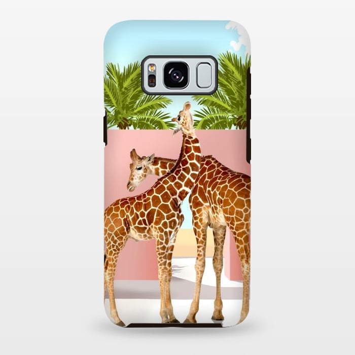 Galaxy S8 plus StrongFit Giraffe Villa | Contemporary Modern Architecture Digital Graphic Art | Wildlife Animals Palm Exotic by Uma Prabhakar Gokhale