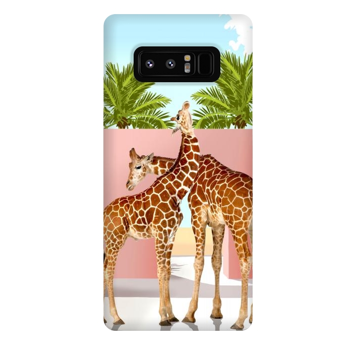 Galaxy Note 8 StrongFit Giraffe Villa | Contemporary Modern Architecture Digital Graphic Art | Wildlife Animals Palm Exotic by Uma Prabhakar Gokhale