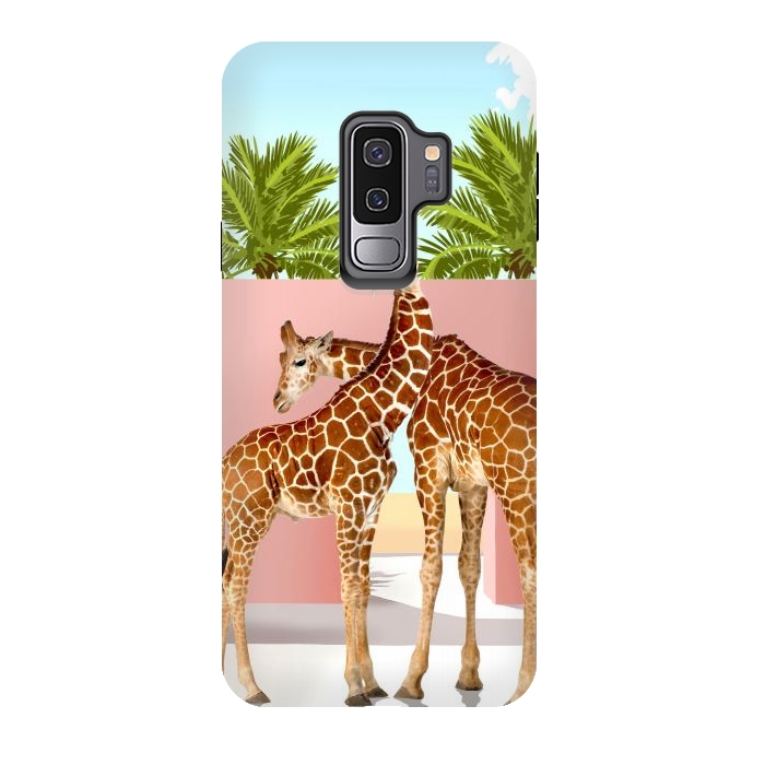 Galaxy S9 plus StrongFit Giraffe Villa | Contemporary Modern Architecture Digital Graphic Art | Wildlife Animals Palm Exotic by Uma Prabhakar Gokhale
