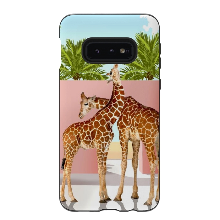 Galaxy S10e StrongFit Giraffe Villa | Contemporary Modern Architecture Digital Graphic Art | Wildlife Animals Palm Exotic by Uma Prabhakar Gokhale