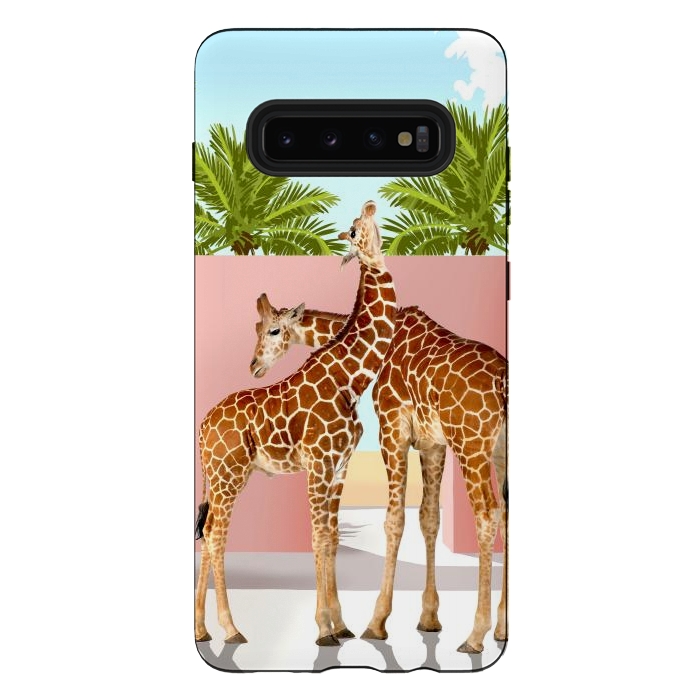 Galaxy S10 plus StrongFit Giraffe Villa | Contemporary Modern Architecture Digital Graphic Art | Wildlife Animals Palm Exotic by Uma Prabhakar Gokhale