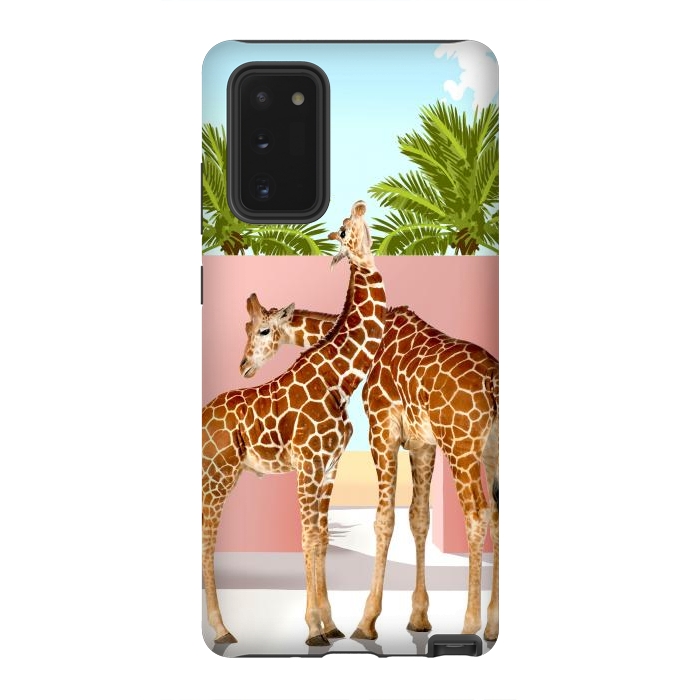 Galaxy Note 20 StrongFit Giraffe Villa | Contemporary Modern Architecture Digital Graphic Art | Wildlife Animals Palm Exotic by Uma Prabhakar Gokhale