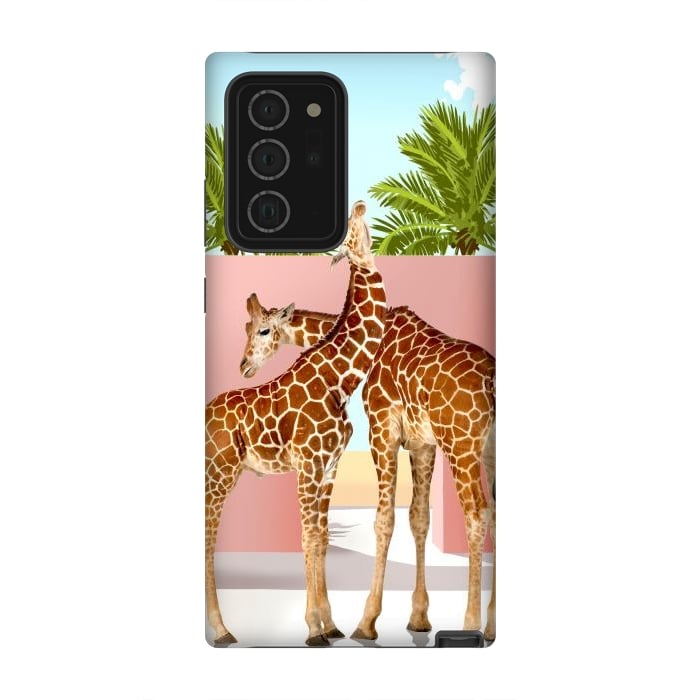 Galaxy Note 20 Ultra StrongFit Giraffe Villa | Contemporary Modern Architecture Digital Graphic Art | Wildlife Animals Palm Exotic by Uma Prabhakar Gokhale