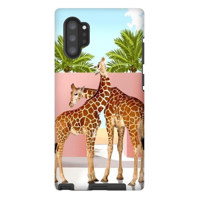 Galaxy Note 10 plus StrongFit Giraffe Villa | Contemporary Modern Architecture Digital Graphic Art | Wildlife Animals Palm Exotic by Uma Prabhakar Gokhale