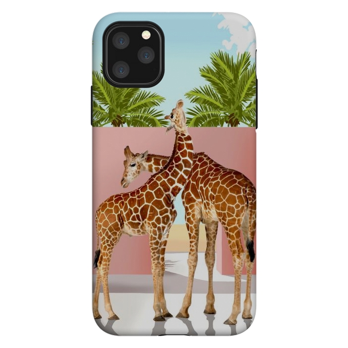 iPhone 11 Pro Max StrongFit Giraffe Villa | Contemporary Modern Architecture Digital Graphic Art | Wildlife Animals Palm Exotic by Uma Prabhakar Gokhale