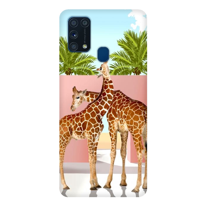 Galaxy M31 SlimFit Giraffe Villa | Contemporary Modern Architecture Digital Graphic Art | Wildlife Animals Palm Exotic por Uma Prabhakar Gokhale