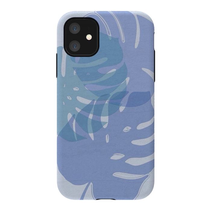 iPhone 11 StrongFit Blue Leaves by Martina