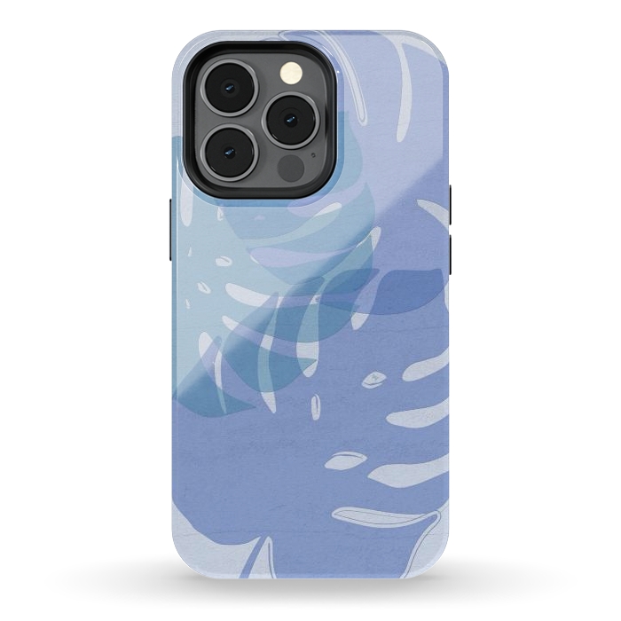 iPhone 13 pro StrongFit Blue Leaves by Martina