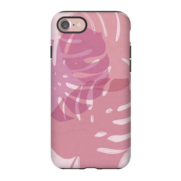 iPhone 7 StrongFit Pink exotic leaves by Martina