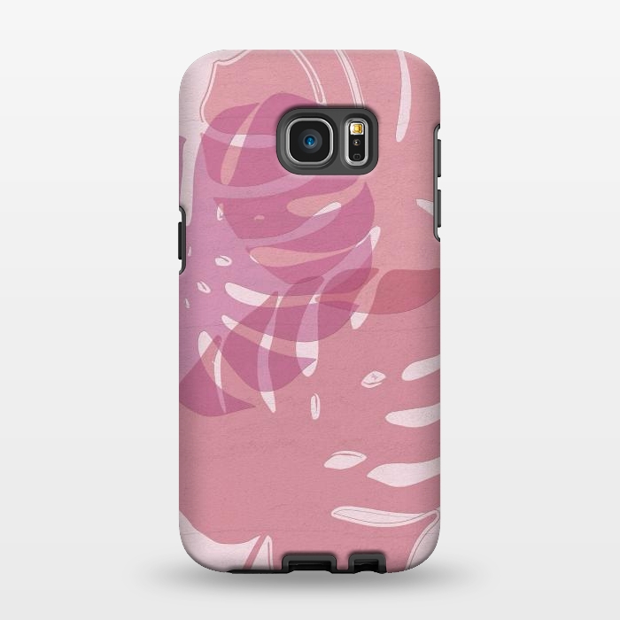 Galaxy S7 EDGE StrongFit Pink exotic leaves by Martina